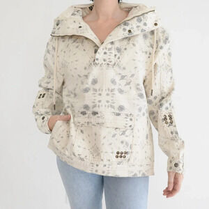 SER.O.YA Braxton Cream Sea Shells Hoodie  Pullover Denim Jacket S NWT